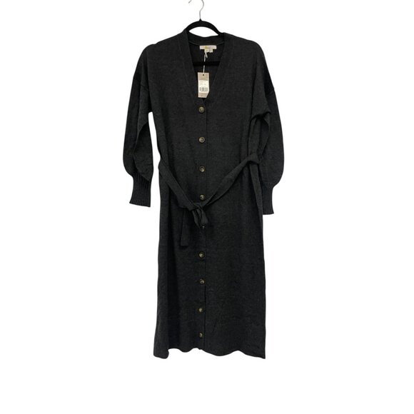 Boden Womens Sweater Dress UK 12 US 8 Gray Knit Belted Midi Vneck D0357 NWT - Picture 3 of 13